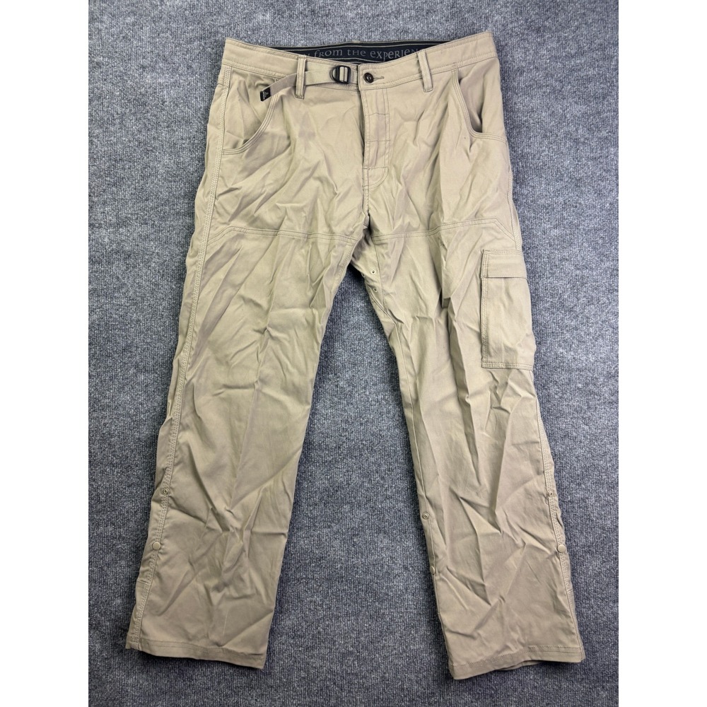 Prana Zion Cargo Pants Mens 34x30 Khaki Tan Stretch Hiking Outdoor Trail